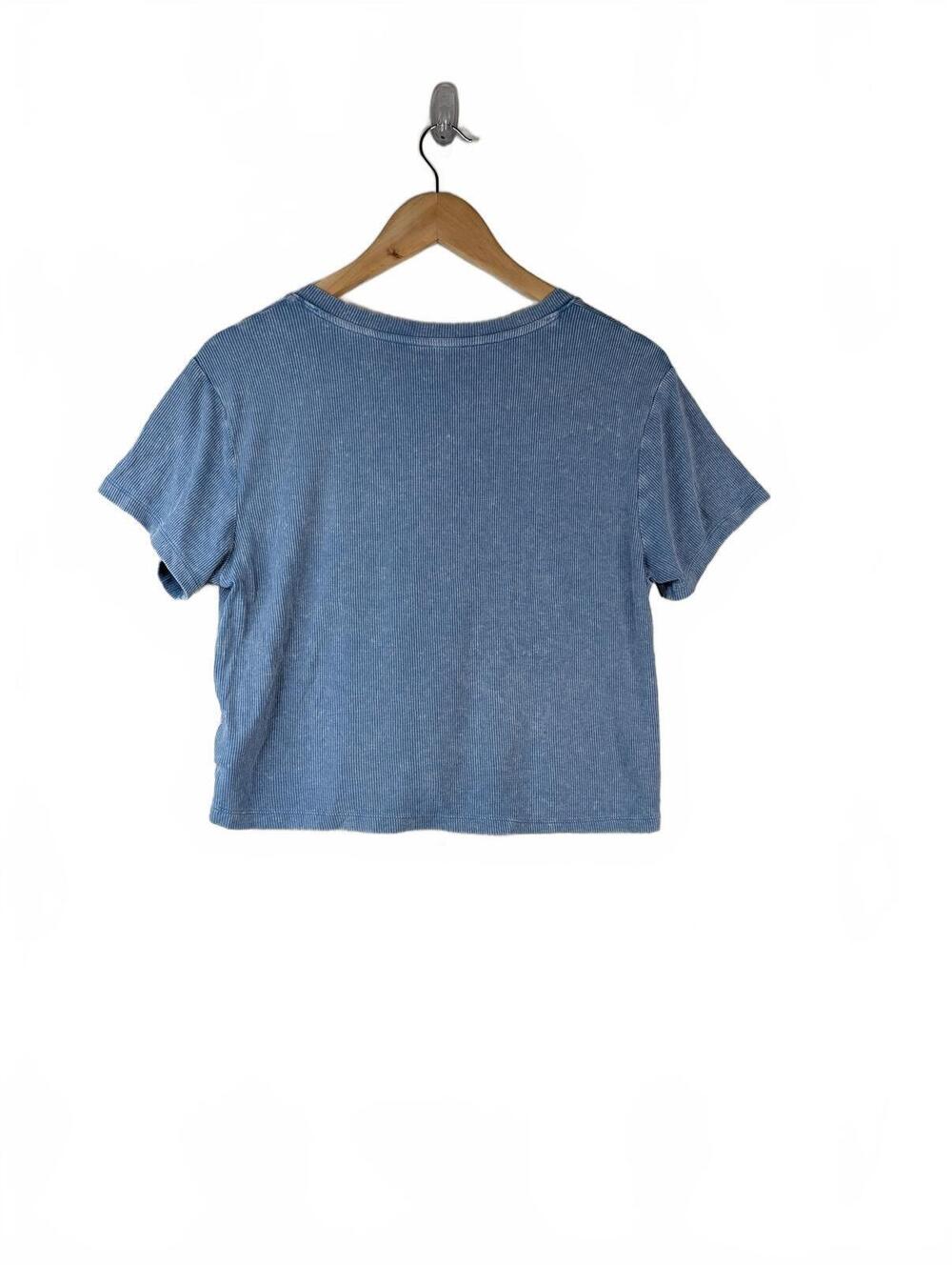 American Eagle Soft & Sexy Ribbed Blue V-Neck Crop Tee XS - Picture 2 of 4